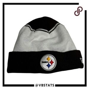 New Era Men's NFL Steelers Knit Beanie Hat White‎ Black One Size